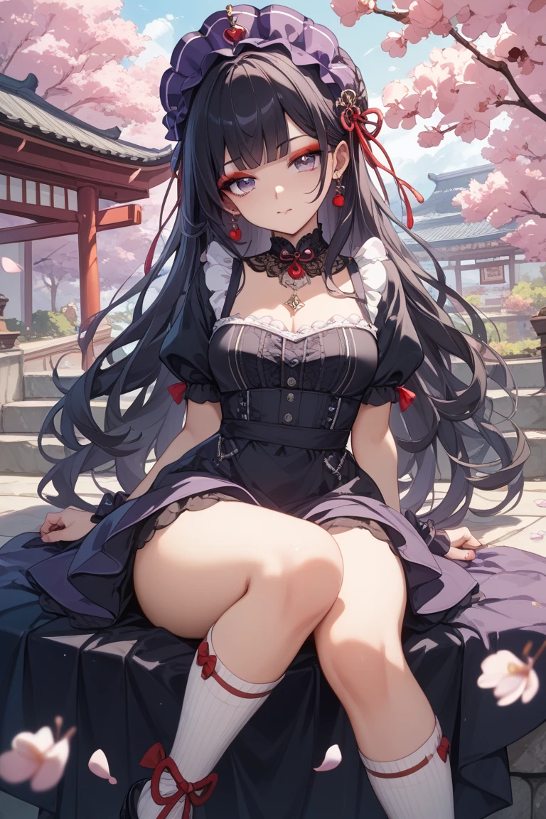 a young japanese woman, 1 girl, beautiful detailed eyes, beautiful detailed lips, extremely detailed face, long hair, slim, 25 years old, wearing sunglasses on her head, black jacket, white button-up shirt, purple gloves, shorts, thigh highs, garter belt, detailed clothing, masterpiece, photorealistic, 8K, cinematic lighting, vibrant colors, elegant, fashion portraitAraffe dressed as a snow White with a red bow and a red bow, Beautiful vampire queen, 臉紅 realistic role play, 《Adventure Treasure》Marceline, anime girl role play, 4K HD snow White hair, Beautiful vampire queen, snow White as a d &D Fighter, snow White, anime role play, role play, Vampire Camilla, Has long black hair, on the street,Torn clothes,big breasts big areolamasterpiece, best quality, high quality, Very detailed CG uniform 8K wallpaper, blossoming landscape, dry place,such as an empty desert, dearest, cunning, mono lake, common tree, 3D digital painting, Award-winning photography, bokeh, Depth of Field, HDR, bloom, Chromatic Aberration, Reality, Very detailed, Popular on artstation, Popular on CGsociety, Wheels within wheels, High Detail, Dramatic, midjourney's Artwork 1Girl, (dakota:1.0), blue eyes, Pixie Short Hair, blush, Human Resources Bikini (Large Breasts:1.0), (Large areola:1), , (Pure face_v1:0.5) Increase height Clothes got wet