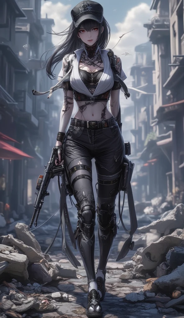 (beautiful elf woman), (Noir:1.5), (Yakuza:1.3), (city:1.2), long hair, straight hair, piercings, dress shirt, (confident smile:1.3), (tattoos:0.9), (parking lot:1.3), (rock:1.9), (holding assault rifle:1.5),
(confident pose:1.3), (full body:1.0),
(very detailed face:1.5), (realistic:1.5), photorealistic, octane render, (hyperrealistic1.5), sharp focus,(8k), (4k), (Masterpiece), (Best Quality), extremely detailed, intricate, hyper detailed, (perfect face), illustration, soft lighting,(specular lighting:1.4), (skindentation:1.3), (photorealistic face:1.7),