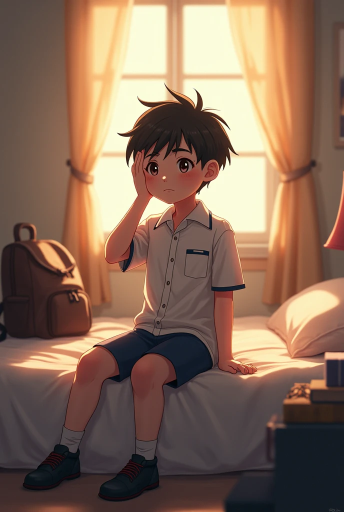 Boy watching the sunrise of one day