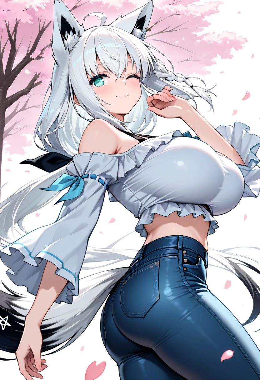 ((masterpiece, highest quality, High resolution, Hmm, RTX, perfect pixel, Depth of the bounds written, 2k, very detailed))), 1 girl, single, alone, beautiful anime girl, beautiful art style, anime character, (grey leopard ears, long hair, parted bangs, middle part bangs, Grey hair)), ((grey eyes:1.4, round eyes, beautiful eyelashes, realistic eyes)), ((detailed face, blush:1.2)), ((smooth texture:0.75, realistic texture:0.65, realistic:1.1, Anime CG style, Bright colors)), ((((very enormous breasts, very enormous breasts)))), dynamic angle, perfect body, ((throw, dynamic pose, close)), ((white buttoned shirt, overalls, heart Necklace)), open your mouth, embarrassing, amusement park