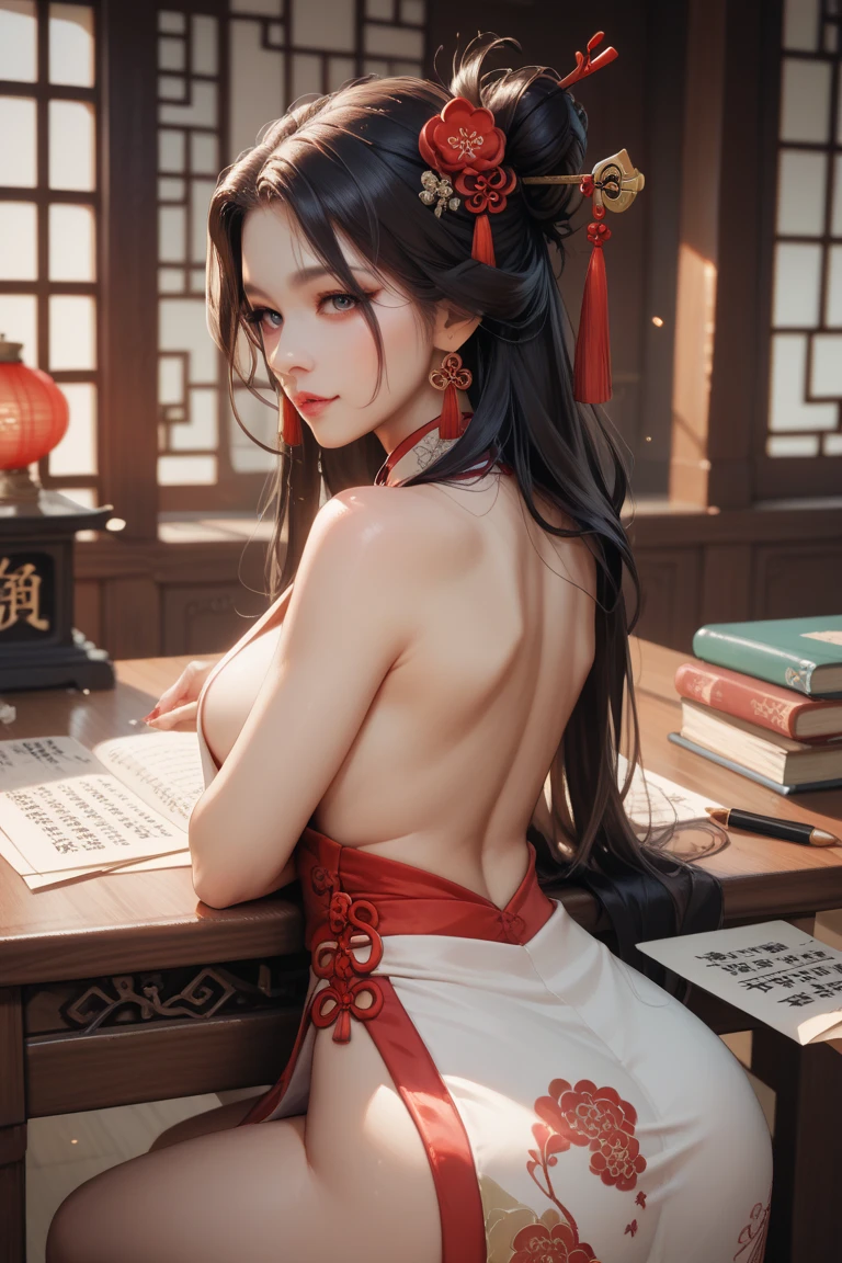 Beautuful Women，Bigchest，Raised sexy，Few clothes，long whitr hair ，China-style，period costume --auto
