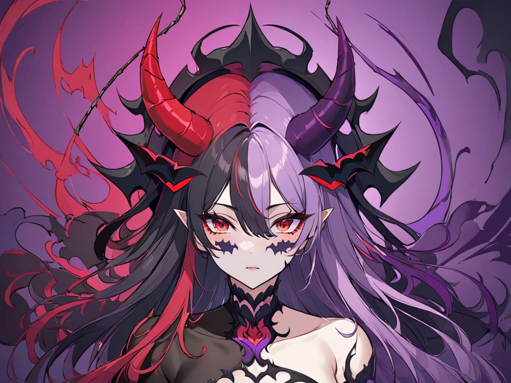 (masterpiece), best quality, expressive eyes, perfect face, 1girl, japanese armor, very long hair, armor, bare shoulders, raiden_mei, heavy chest, two horns, left bare shoulder, 