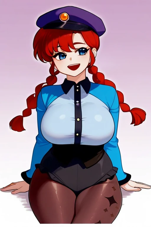 Ranma, cabello rojo , Cabello con trenza, ojos azules, ojos detallado, pechos grandes rebotando, cuerpo completo, in the breasts, (paizuri) , paja con senos, pene en los pechos, paizuri, pene entre pechos, pechos enormes y suaves, pezones ricos, paizuri & fellatio