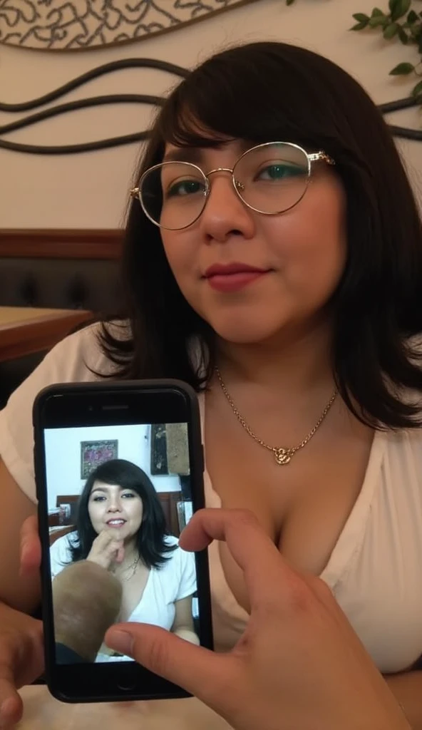 araffes with glasses and a birthday hat on making a silly face, thick glasses, thick lips, cute pout, sie boob, sexy lips, busty, thicc, angelawhite, with glasses, 1 8 yo, mia khalifa, tongue out, sexy look at the camera, shot on webcam, webcam footage, thick red lips, sexy face