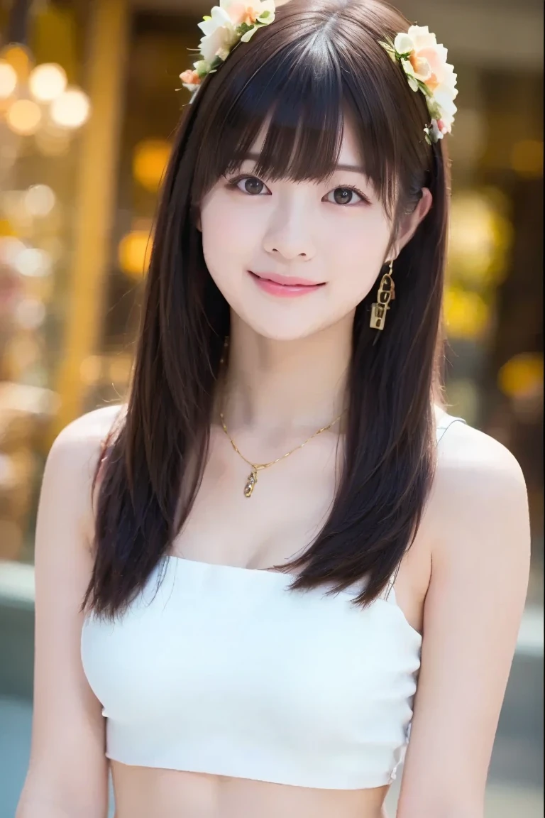 (8k、RAW Photography、top-quality、masuter piece:1.2)、ultra-detailliert、ultra res、(realisitic、rialistic photo:1.37)、portlate、high-definition RAW color photography、Professional Photography、highly detailed and beautiful、ighly detailed、8K wallpapers、amazing detailed、huge filesize、Official Art、Highly detailed CG Unity 8k wallpapers、highly detailed beautiful girl、extra detailed face、extremely detailed eye、highlydetailed skin、extremely detailed fingers、highly detailed nose、very detailed detailed mouth、Perfect ???????、highly detailed back ground、Highly detailed clothing、女の子 1 人、(18:1.2)、Teen、Cute little girl s、famous Japan idol、cute little、Realistic body、小柄、de pele branca、glistning skin、Slim body、handsome body、brown haired、Straight Long、a smile、kawaii、zora々Right、kawaii faces、lifelike face、Delicat eyes、Sauce order、onepiece、Cat ears on the head、耳Nipple Ring、Looking at the camera、cowboy  shot、front facing、Standing、Contrapo, high street, public, 动态照明,