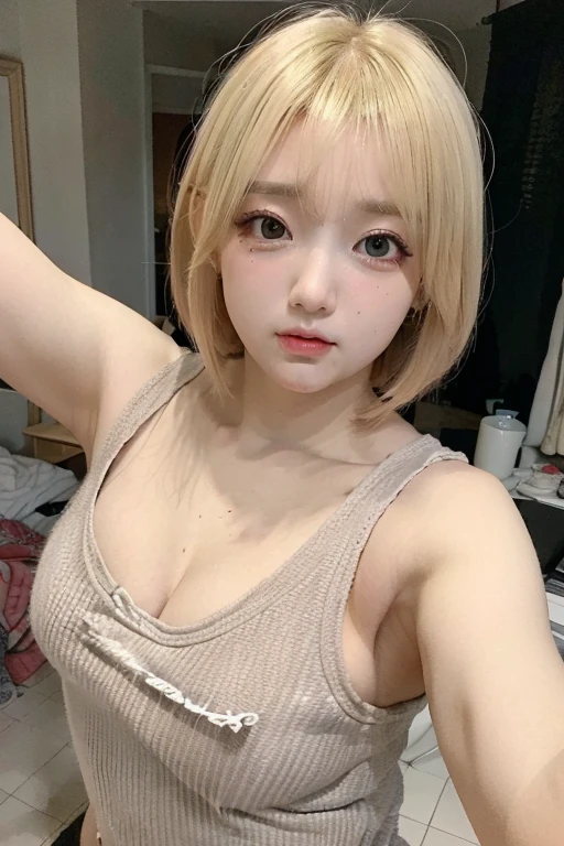 (((Plump body:1.3)))、((highest quality、8k、masterpiece:1.3))、((Genuine、photoGenuineistic))、(((Flying debris、RAW Photos)))、(((Flashy gal makeup)))、(((Long blonde twin tails)))、(((Low neckline sports bra:1.2)))、(((超Genuineな脇のシワ:1.4)))、(((Underarm:1.4)))、(((Raise your arms to show your sides)))、(((She has big breasts.)))、Angry face、Upper body only shot、(((両Underarmを見せてください)))