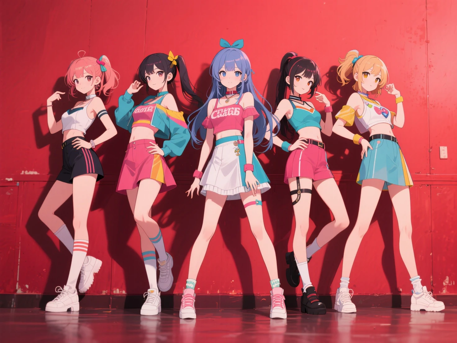 dancers in black and white outfits on stage with green background, performing on stage, concert footage, concert photo, performing, sf, kda, youtube video screenshot, choreographed, other women dancing behind, live performance, dancing in the background, chinese ribbon dance, contemporary dance, 😭 🤮 💕 🎀, doing a sassy pose, stylish pose, performing a music video