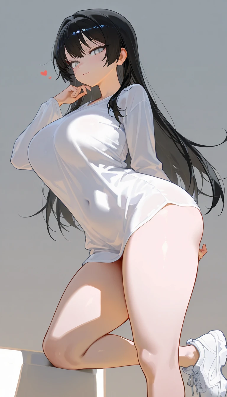 1girl,18yo,perfect hands, perfect finger,perfect anatomy, masterpiece, best quality,realistic, hyperrealistic, 16k hdr,kokouen_wz, black hair, long hair,antenna hair, (red fingerless gloves), see through chinese clothes, (gorgeous china dress:1.1), (torn white dress:1.1), ahoge, hair slicked back, magatama earrings, dress, modeling,outdoor,large breasts,dynamic pose,from below,sweat,spread legs,standing,(strong wind,dress lift and show off panty:1.2),red blush