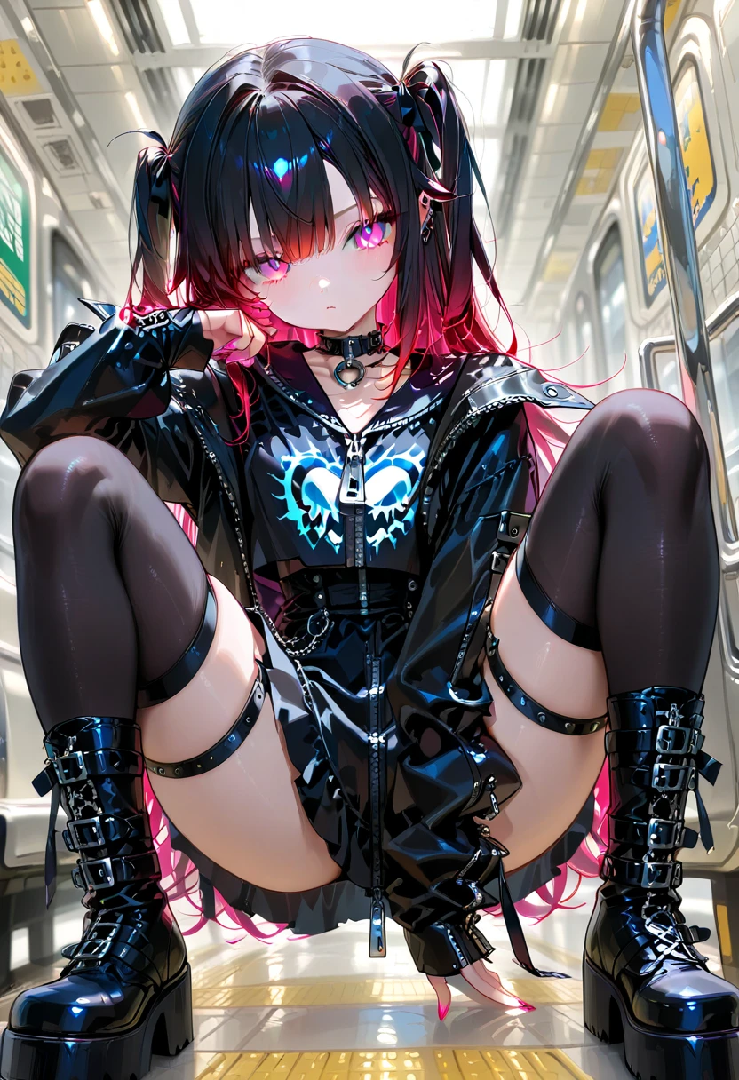 anime, best quality, high quality, highres, beautiful women, high detail, good lighting, lewd, hentai, (no nudity), ((((bike shorts)))), ((tight leather top)), ((((leather thigh high boots)))), bare midriff, (wet pants), (((wetting herself))), (((peeing herself))), (((peeing self))), (pee streaming down legs), peeing stain, (puddle), (thick thighs), nice long legs, lipstick, detailed face, pretty face, pretty hands, embarrassed blushing face, humiliated, ((sitting legs crossed)), hihelz