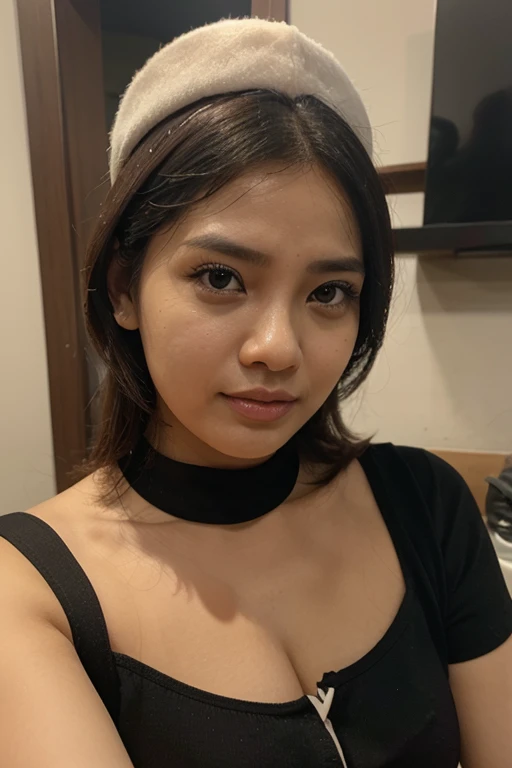 (((SAD FACE EXPRESSION:1.1)), ((NECK LCE RIBBON)), ((GOTHIC BLACK EYELASHES & LIPS)), ((BLACK LIPS)), ((Very stylo Shorthaircut)), adorable, 1 girl, (face to face), , baby face, happy, half body portrait, (face details: 1), (eye details: 1), ((tiny breasts)). ((croptank leopard pattern)), ((net stockings)), lingerie ((red lips)), view from lie down