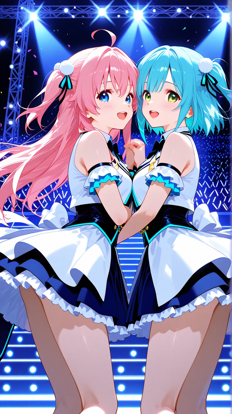 (masterpiece)、(highest quality)、((Super detailed))、(super delicate)、Cute naughty swimsuit idol、Pastel colors hair、beautiful breasts、Beautiful butt、Gorgeous、Fantastic starry sky、beautiful sea、Wet and see-through