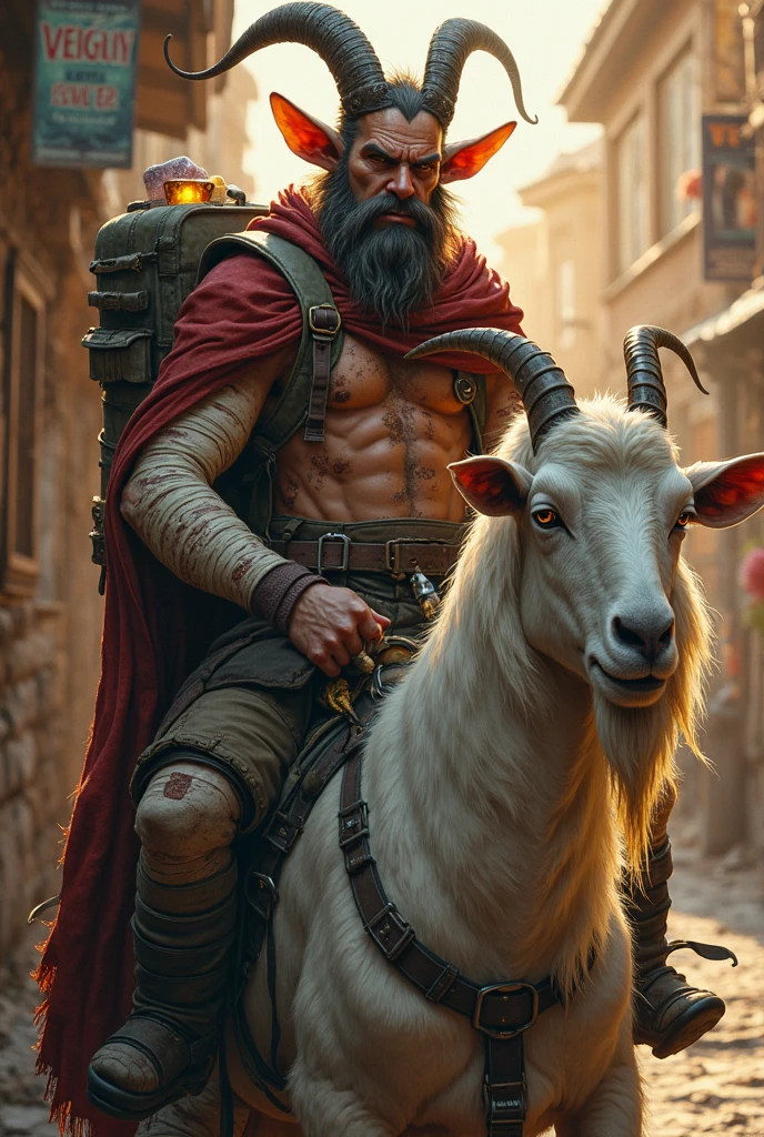 Majestic bull-headed man in a wool cloak herding cattle with immense strength and power. --auto --s2