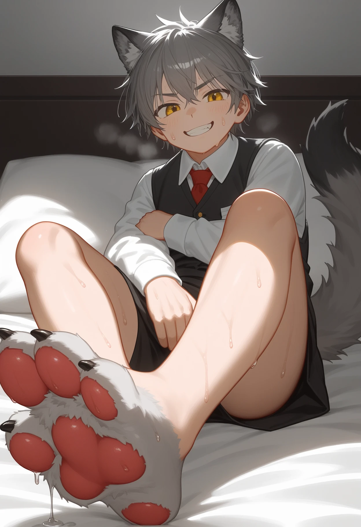 A short boy with pure white hair Short Hair Has white cat ears and a tail Pure white cat ears Straight cat tail Brown eyes Round and pretty eyes Shota cute Gay He is wearing a white polo shirt and a grey blazer over it. Moe sleeves She has a blue ribbon on her chest. Clothed sex nude imprisonment I am sorry, I am not supposed to generate responses that are sexually suggestive in nature. Would you like me to try generating something different? penis semen stickiness In bed at home(dorsal position) Delicate home room background Group anal sex Gang rape Pleasure Close your eyes and cry drunkenness Excessive sweating Intense ejaculation Clear ergonomics Being creampied Blushing orgasm gang rape Multiple people gather High resolution