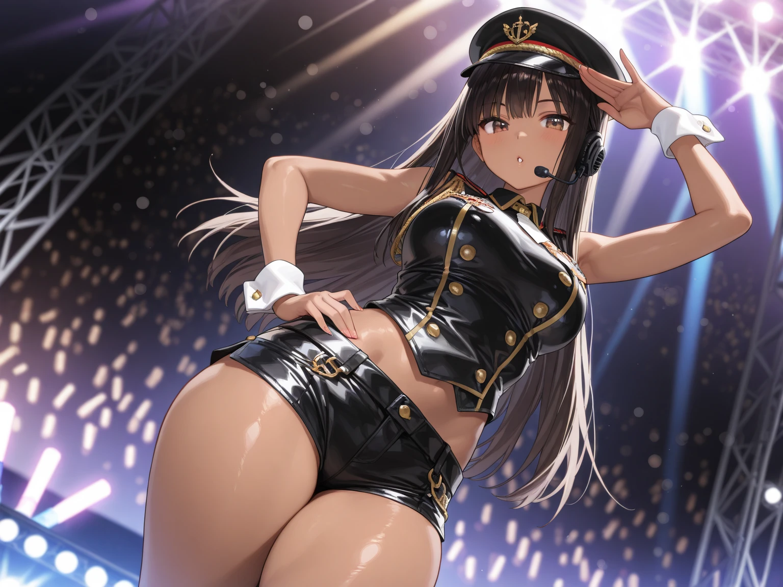 score_9, score_8_up, score_7_up, score_6_up, score_5_up, score_4_up, cute lolita dress, BREAK, chibi, cute dark skin girl, small breasts, big butt, (big butt: 1.7), thick, short, (short curly golden afro hair), (dark brown skin), bright brown eyes, shy smile, (perfect hands:1.2), ultra detailed, detailed face, detailed eyes, (cute lolita dress), tea house, glitter,