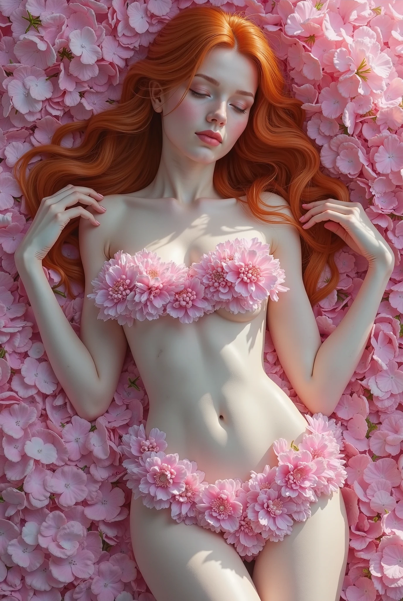{{{{{16k}}}}}, {{{{{transforming a pure girl into her facial rank and tits rose to the SSS rank of top-notch pretty actresses, She is laid on an coffin of flowers bouquets of flowers are stabbed all over her body and her body becomes more curvy her tits more erect as they float above her and she is turned into a cutesy flower arrangements, She knows that if she sleeps she will lose her life but she cannot stop her sleep her eyelids grow heavy and the moment she is fully asleep the flower glows absorbs her life blooms more cutely and transforms her corpse into something lovely and capable of eternal necrophilia, Each time she was necrophiliac her tattoos increased the tattoos her waist and underbust became thinner, her breasts become even larger and deeper with cleavage, Her hair is replaced by a bang long glossy very Straight hair, Everything about her became one with the flowers so that her nipples and pussy were stained with flower tattoos her straight hair hung out like flower vines and her tits bore like the fruit of a flower, She is fitted with a heart collar that puts people into eternal sleep which transforms her into a cute once-in-a-millennium narcotic flower arrangement that becomes her too-cute corpse}}}}},{{Extremely detailed}},{{{{{integrated her head pure small, All the fat from her limbs and waist will move to her swinging tits and slender limbs, Enchanting Too thick and erotic lips, Her thickened lips shimmer with luster, A cutely girl's soul-draining white eyes}}}}},{{{{{Her tattoos spread all over her body with hallucinations, She is tattooed with lewd flowers on her neck, arms, lower abdomen, thighs, Flower piercings are attached all over her body, floral bill of offerings for her}}}}}