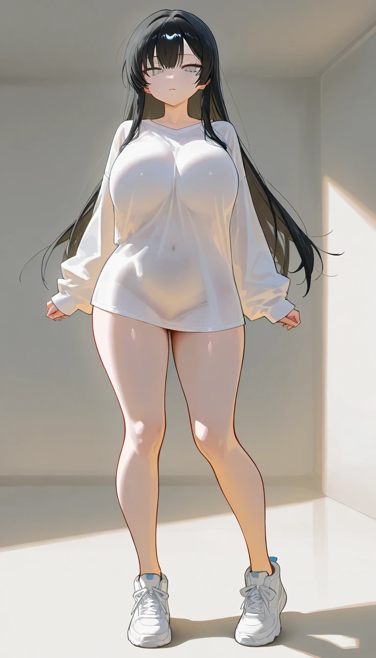 masutepiece、hight resolution、1girl in、in one's underwear only、Yellow-green lingerie、large full breasts、bending forward、Poses that emphasize breasts、Cute anime illustration NSFW、Full body nudity、Detailed pubic area 、Don&#39;t draw male genitals、Big、looking upwards、erectile nipple、big areolae)Close-up of the pubic area 、female pubic area、