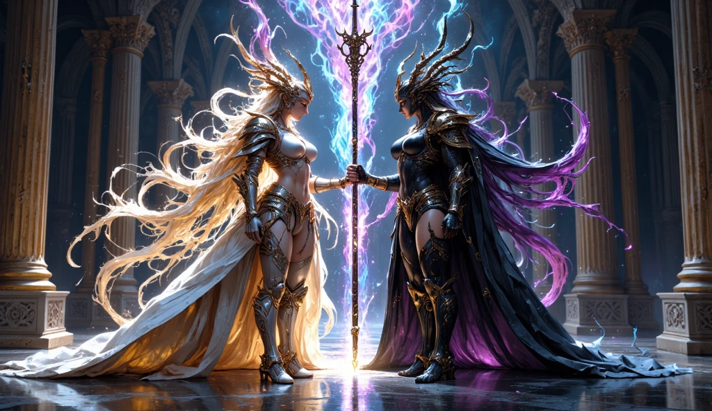 Extreme ???????, evil powers, entranced beautiful women, dramatic, epic, intense purple lighting