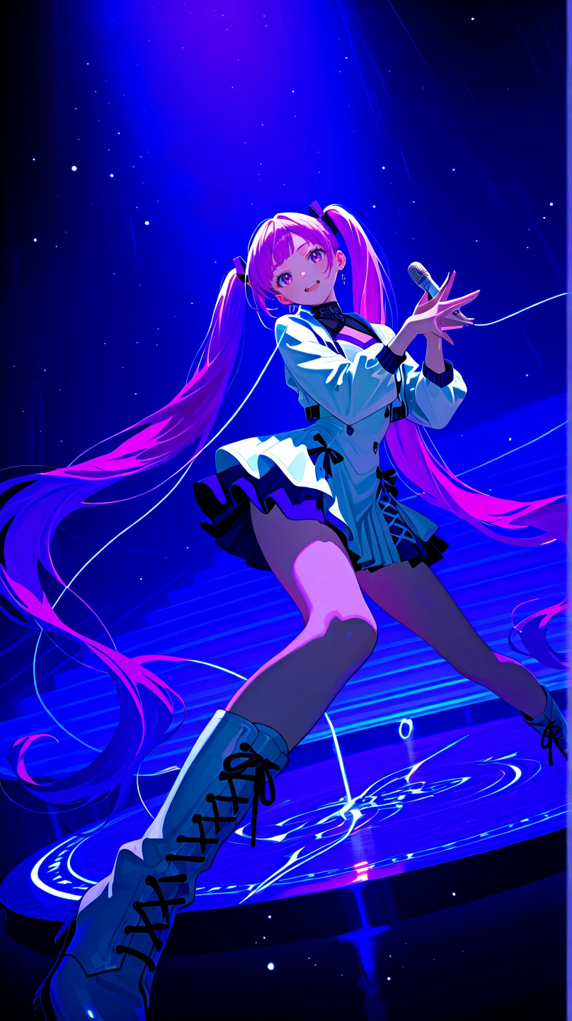 1 girl、leather jacket、hat、Fishnet tights、platform boots、white background、simple background