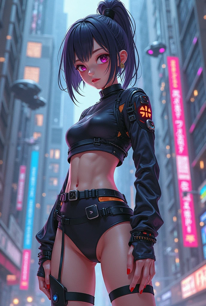 a female Nsfw cyborg,erotic posing,doujin,hentai,kawaii,stylish,pussy,busty, pubic hair,glamour,transparent color tone,psychedelic costume,armored,A Cyberpunk dystopian girl,fantasic dystopia,dystopian scape,bladerunner,ghost in the shell,photorealistic,psychedelic colourful tone,posing,armed,guns,weapons,masterpiece,ultimate detailed,8k,detailed background