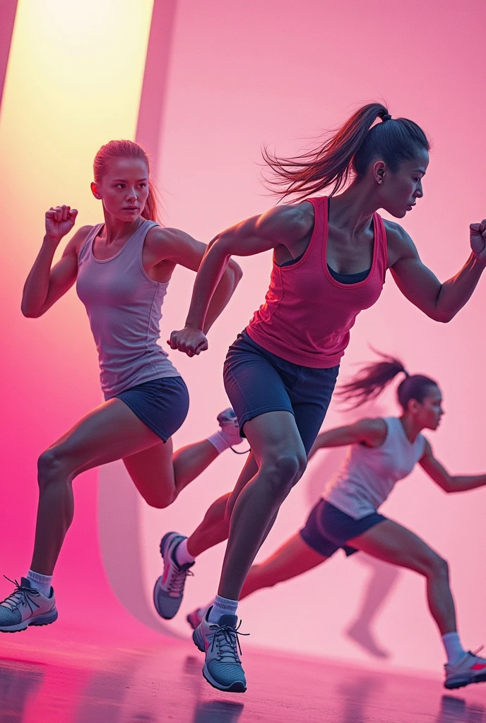 Horizontal moodboard with many images about athletics, including textures, Shapes, until, Architecture and Design (of fashions and interiors) This all has to do with athletics