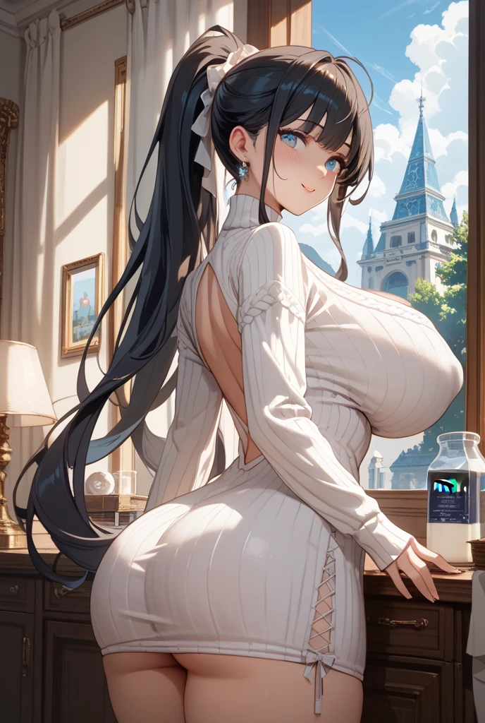 beautiful, breathtaking mature fox-woman, large, sagging breasts, light black hair with white streaks, earrings, (short shorts, superiority, naughty, thick thighs, with a sexy neckline: 1.1), (micro shorts: 1.1), ((masterpiece, best quality; 1.3)), ultra detailed, 8k unity wallpapers, CG, ray tracing, illustration, colorful, cinematic shadow, extremely detailed and beautiful background, vhd, VRay Shading, RT)), (slutty face: 1.2), mischievous smile, (large saggy breasts), wide hips, big ass, flirting with the viewer, facing the viewer, facial blush, standing in front, cute sexy pose, cowboy shot, on home porch, night, bright, bright light, ultra detailed, scenic, atmospheric, bimbo, big lips, detailed face and eyes, tilt headshot, intimacy, medium shot, thigh height, from below, gyaru, hair clip, ((wearring white sheer pantyhose))