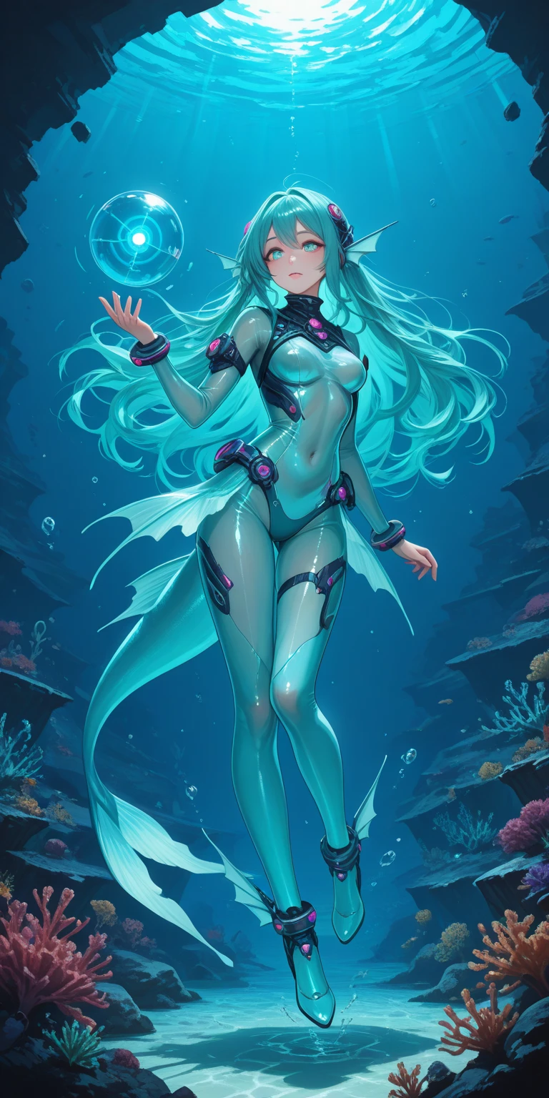 ((best quality)), ((highly detailed)), masterpiece, detailed face, beautiful face, , (1girl), (glasses), depth of field, dynamic pose, upper body, ((bodystocking, <lora:fishnets:1>, nettedthighs)), <lora:aiomonstergirls_loraLocon:.7>, <lora:animeMermaid_v10:1>, (mermaid), ((multicolored hair)), grey hair, medium hair, cyan eyes, fins, head fins, <lora:UntiedBikiniV1:1>, utbikini, red bikini, underwater, (indoors, at a shopping mall), <lora:Fluorescence_1.1:1>, fluorescent skin, fluorescent hair