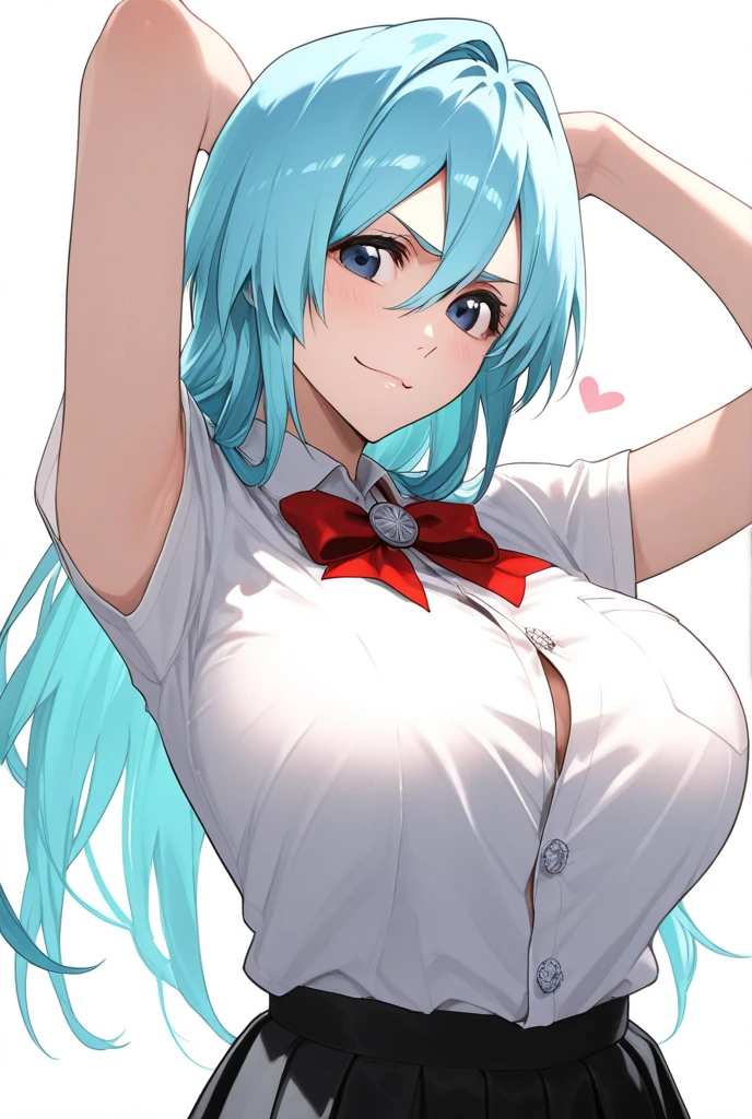 masterpiece, best quality, highres, heart hair ornament, ba1, 1girl, solo, jewelry, necktie, wings, four-leaf clover_facial_tattoo, standing, cowboy shot, smile, casino, playboy bunny, rabbit ears, smile, waving huge breasts