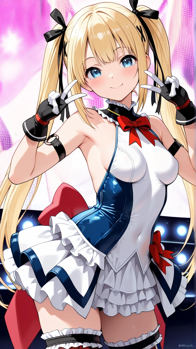 Anime girl with long blonde hair and blue eyes in a white dress, splash art anime , Also, Small curves , died, twin tails, Hololive, From the Azur Lane video game, azur lane style, twin tails white_gloves, official artwork, anime moe art style, Best Anime 4K Kona-chan Wallpaper