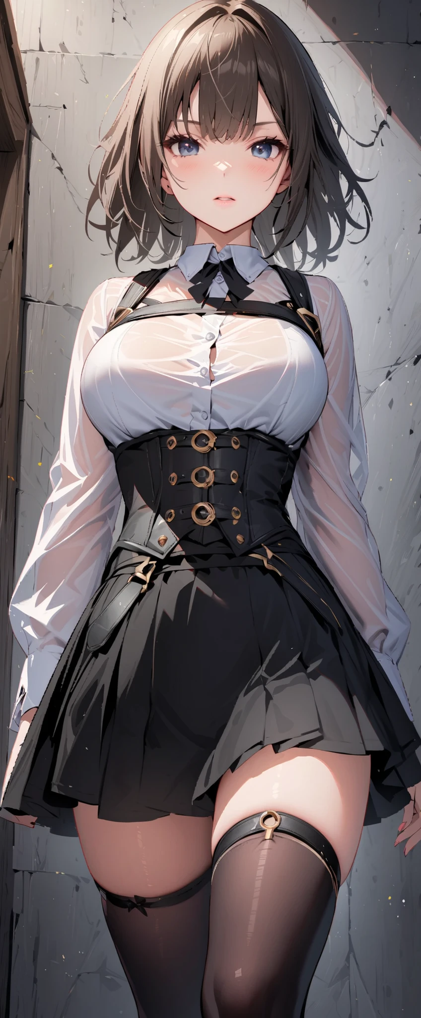 Old West, Beautiful woman, Hourglass Shape, Hair tied up, corset, Long skirt, Gunslinger
