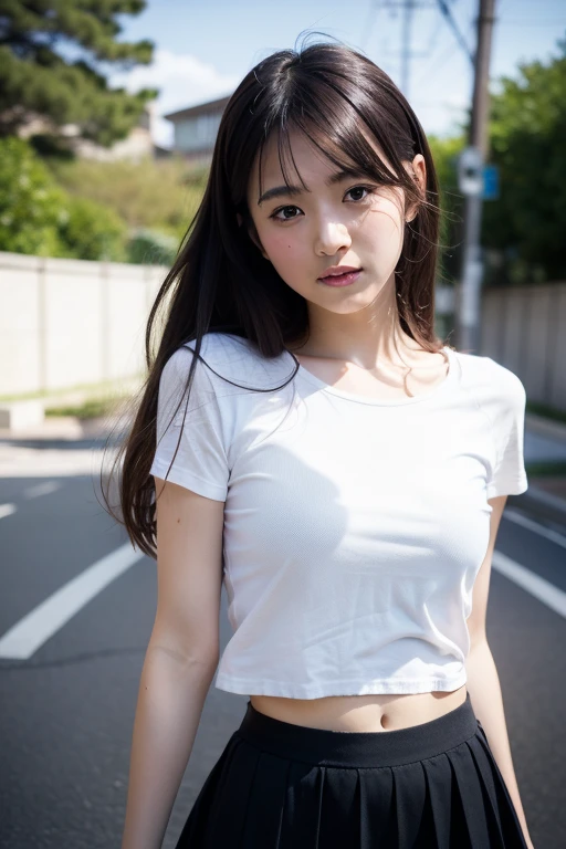 Magazine Cover:1.3、Incredibly cute girl,Super cute 16 year old girl、White skin、Thin chest、Small nipples are visible、(Wearing a tank top with loose sides)、 Professional Lighting、Tokyo Street,night, Streetscape,City lights,Upper Body,close,smile,, (8k, RAW Photos, Highest quality, masterpiece:1.2),(Realistic, photo-Realistic:1.37),Please lift your skirt、I can see your pants、squat、Spread your legs
