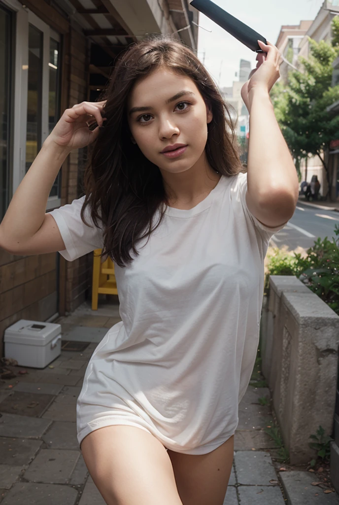 Dutch Angle, A girl's daily life enjoying summer, Natural light, Natural imperfect details, 3 Beautiful Face、have small breasts, Browsing Caution