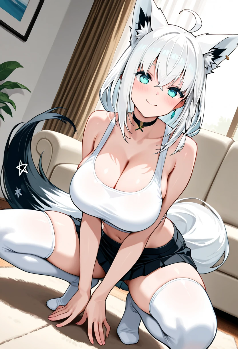 (Masterpiece), ((best quality)), 1girl, ((colorful paint splash background)), long hair, white hair, cat ears, blue eyes, arms up, ((big breasts)), ((wide hips))