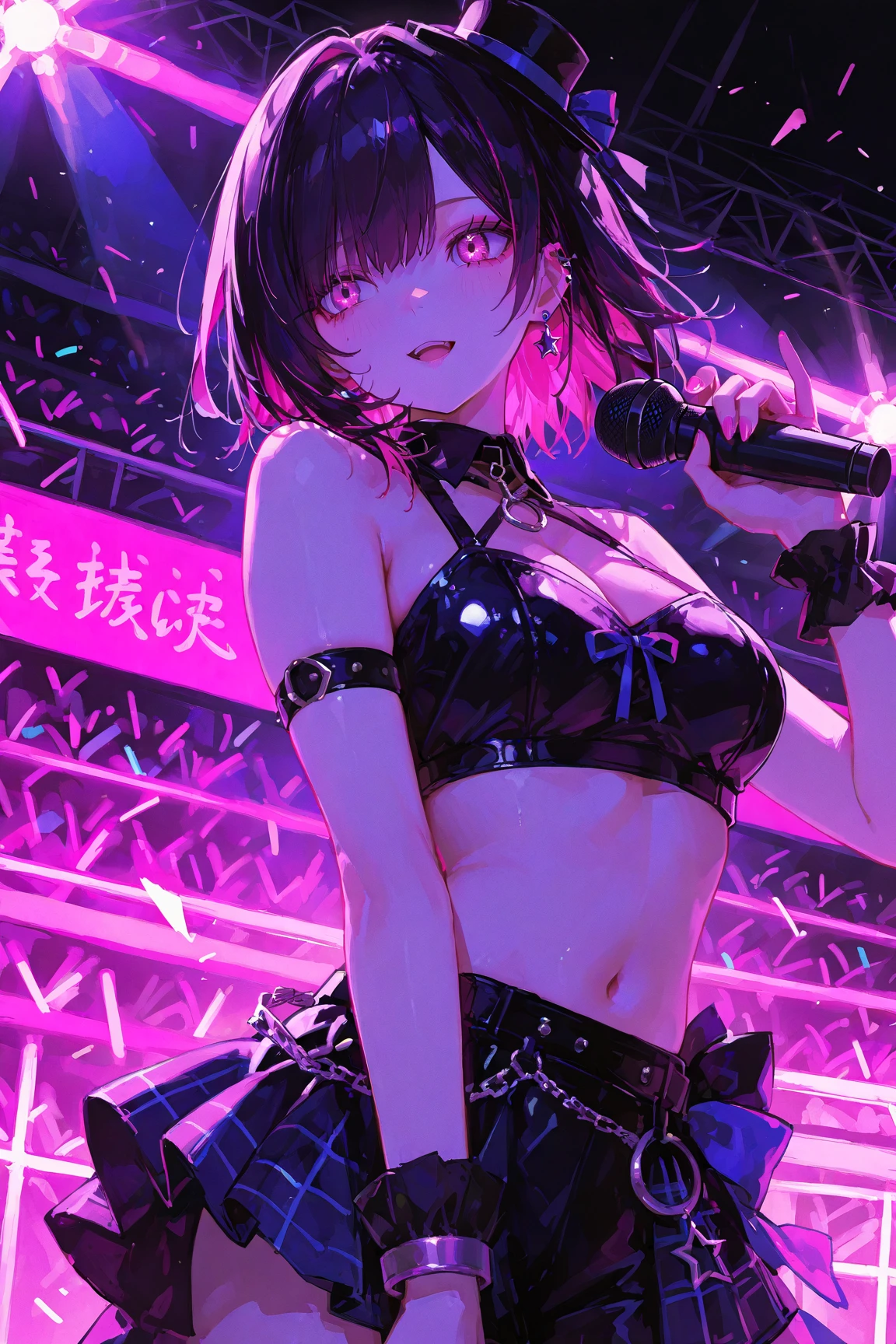 ((best quality)) , ((masterpiece)) , (detailed),A cartoon woman holding a microphone