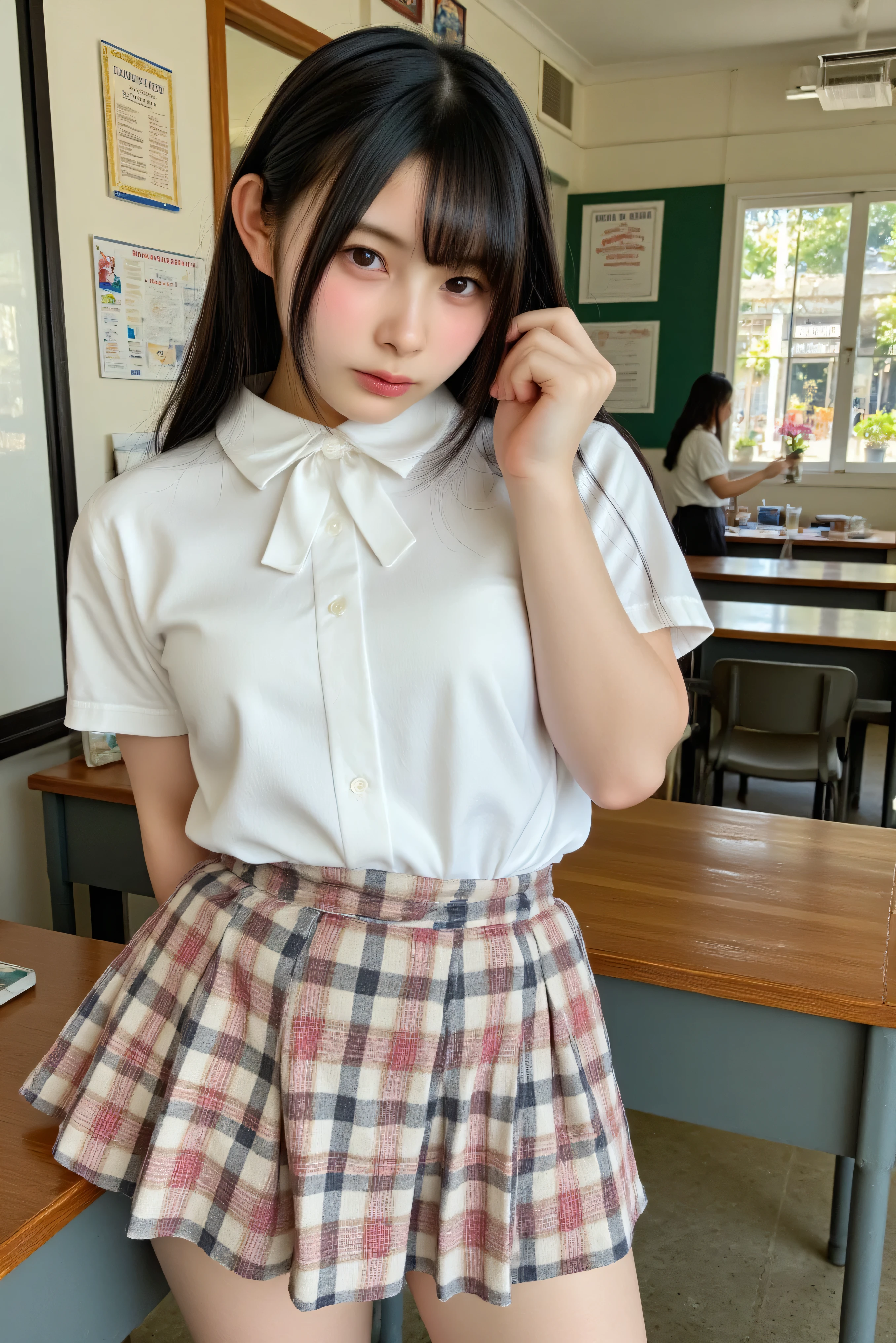 Cute Girls、Idol、high school girl、Pink mini skirt、pantyhose、sit