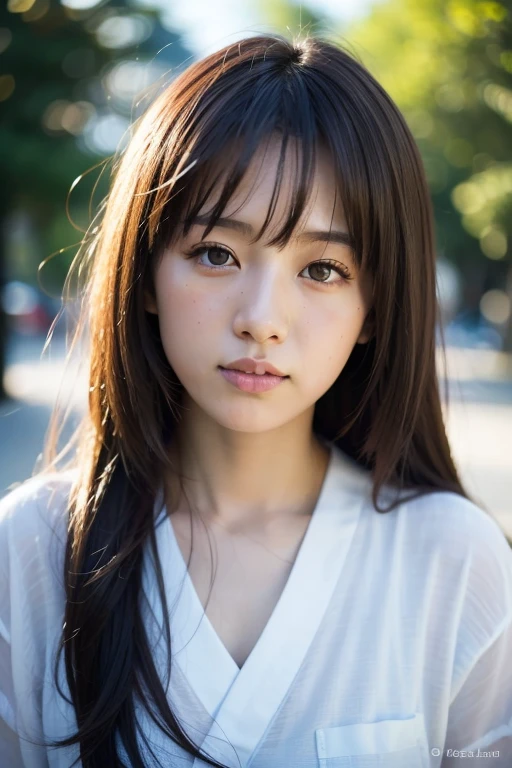 1 girl、Tokyo street、cityscape、Upper body、Close-up、laughter、、(8k、Raw photo、highest quality、masterpiece:1.2)、(realistic、photo realistic:1.37)、Highly detailed eyelash drawing、(((best image quality))),small tit、fine skin, (beautiful hair), (perfection Anatomy), (realistic), (dynamic angle), seductive pose,perfection,sensual look、highest quality、High resolution、Smile
