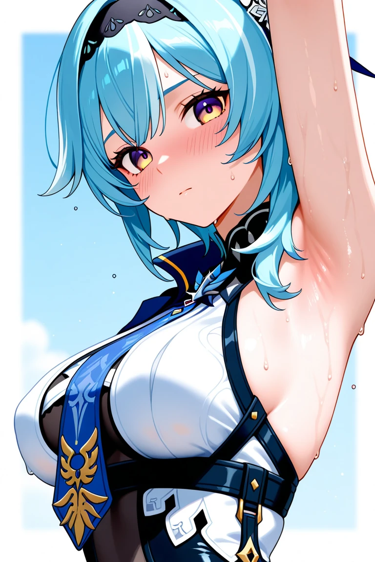 1girl, bright, blonde, light blue eyes, star motif, short hair, uniform bangs, multicolored hair, princess, saleme, side lights, light particles, wallpaper, big, plump, idol, swimsuit, bikini, loose, smile, gentle, clear, loli