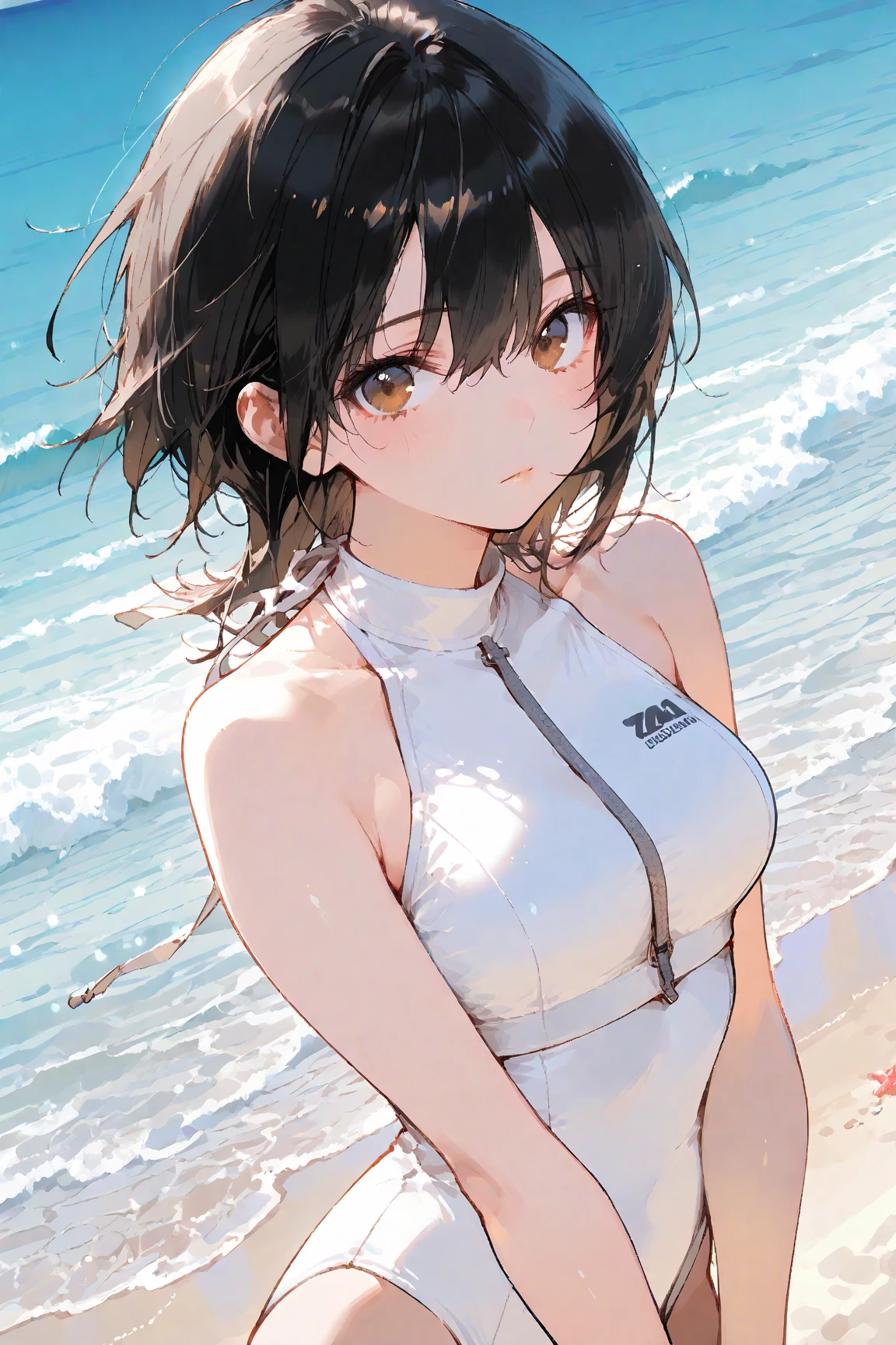 ((Best Quality, 8K)) Anime Girl with Long Hair and Cat Ears, Rin Tosaka, Anime Moe Art Style, Anime Style Like Fate/stay night, Long Hair Anime Girl, Very Cute Anime Girl Face, Nightcore, From Girl Frontline, Cute Anime Girl Portrait, Anime Girl with Cat Ears, High Quality Anime Art Style, Beautiful Anime Women" Swimsuit