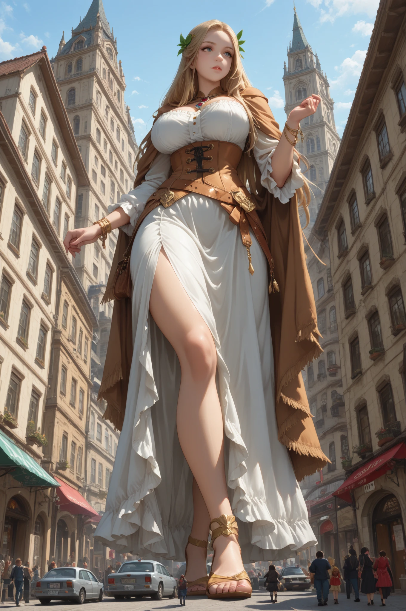(masterpiece:1.2), (best quality), (ultra detailed), (8k, 4k, intricate),(half body:1.2),(cowboy:1.2),(highly detailed:1.2),(detailed face:1.2), (detailed background),(portrait),detailed landscape,(dynamic pose:1.2),hana 1girl, solo, breasts, looking at viewer, blush, smile, short hair, open mouth, large breasts, dress, holding,cleavage, bare shoulders, green eyes, collarbone, full body, pink hair, outdoors, sky, day, cloud, bag, red dress, pink dress, handbag, off-shoulder dress(((full body))) , (((sexy pose, model pose, standing pose)))((Huge hips:1.3))