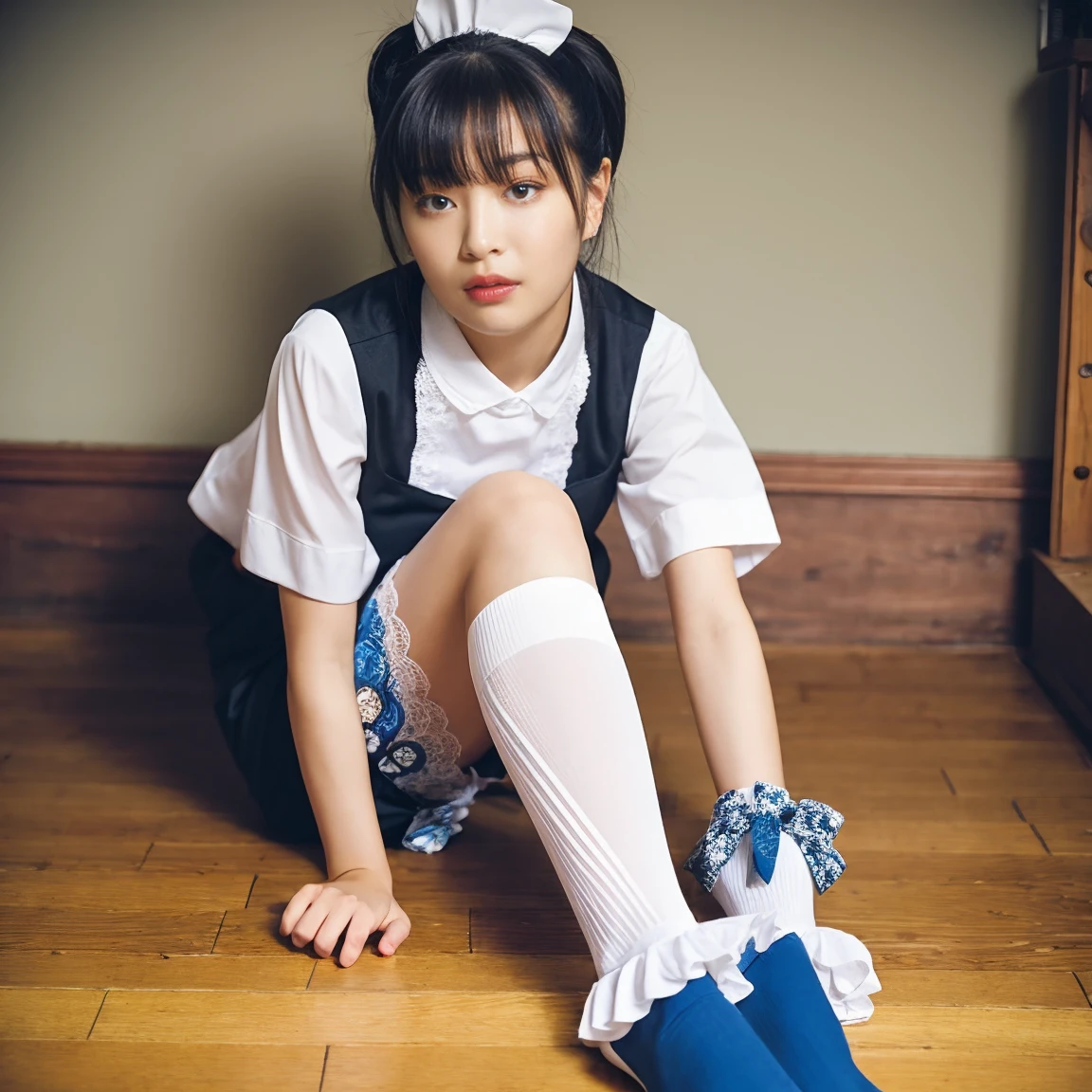 (masterpiece, best quality:1.2, perfect hands, parfect fingers, parfect face, high resolution, high detail, 16k), 1 girl, solo, cute, (((junior, , childish, 13 yby face, middle school student, js))), japanese girl,smile, cowboy shot, hotelroom, black serafuku, half sleeve, sailor scarf, pleat skirt, full-body tattoo, gigantic breast,