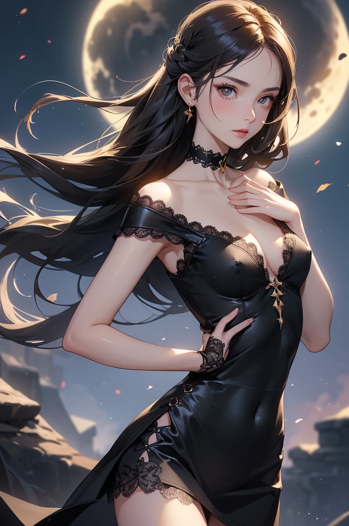 2D Beautiful Girl black cat Viola sweets stele