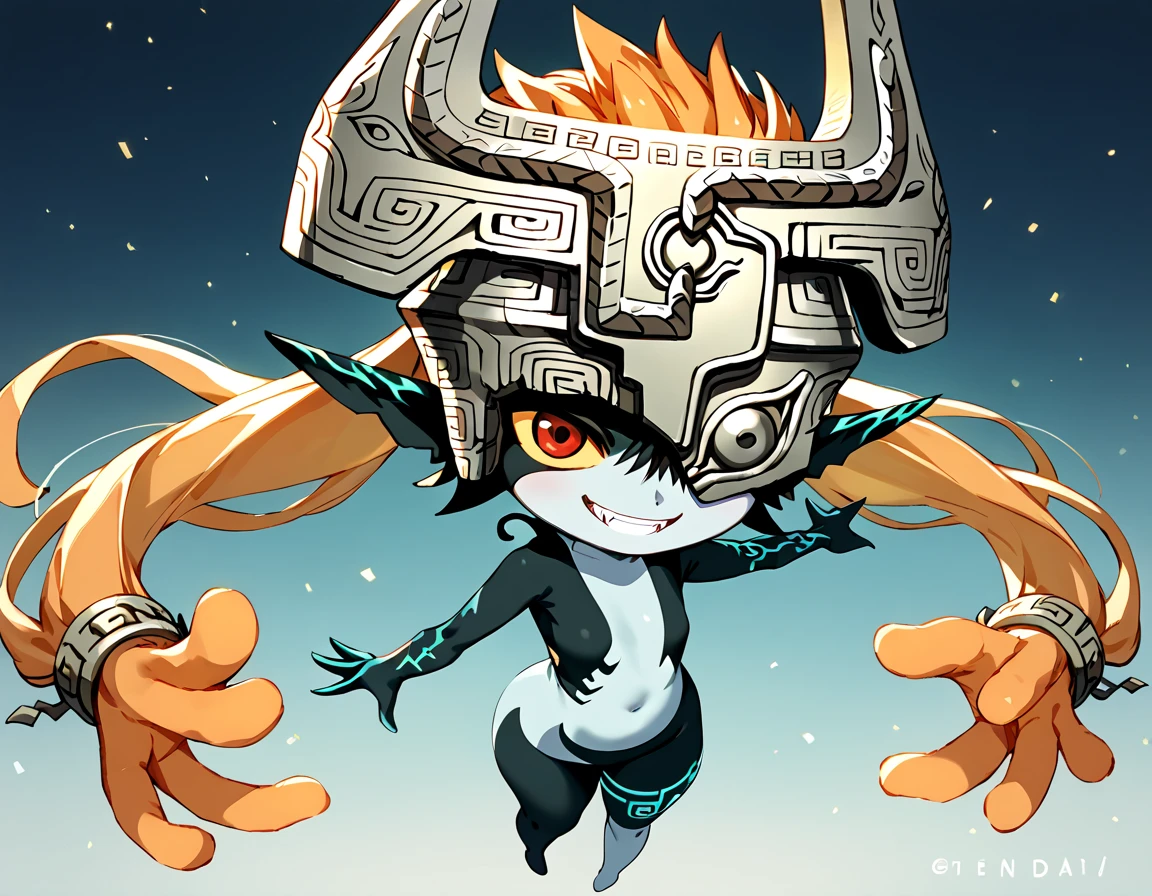 score_9, score_8_up, score_7_up, source_anime, full body,scissorhold, leg lock, crouching ,on shoulders, shoulder carry,crossed legs,athletic body, 1girl ,1boy,10 years old girl,mesugaki, midna,minigirl, two-tone skin, multicolored skin, one eye covered, colored sclera, helmet, wide hips, yellow sclera, colored skin, ponytail, orange hair, long hair, red eyes, pointy ears, 1girl, midnaSDXL,smile, full blush,sweat,1man,adult man,larger male,extreme size difference(masterpiece), best quality, expressive eyes, perfect face,dynamic pose, Expressiveh, shoulder carry, on shoulders, carrying