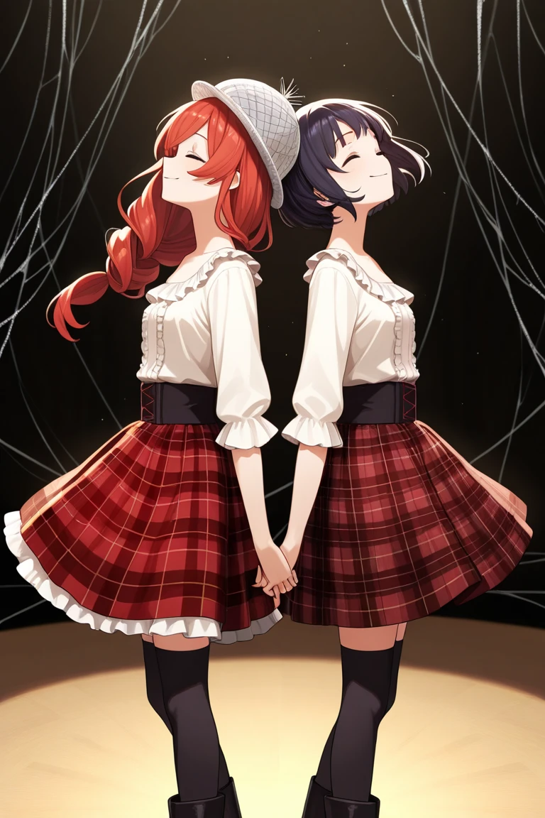 hand, hand, long hair, รอยsmile, smooth, small breasts, (yellow eyes:1.2), long hair, red hair, braided ponytail, big eyes,นั่วHug a teddy bear,sexy,full body,Sitting position,Hug a teddy bear,smile,flirt,grave background,ghost,วิญญาณ Take a break shirt, long sleeve, white shirt, dress shirt, skirt, black skirt, It's official., suit, black nightie, lady, Take a break (Masterpiece:1.2), best quality, high resolution, Harmony wallpaper 8K, (illustration:0.8), (Beautifully detailed eyes:1.6), Very detailed face, perfect lighting, The CG is very detailed., (handที่สมบูรณ์แบบ, perfect anatomy),