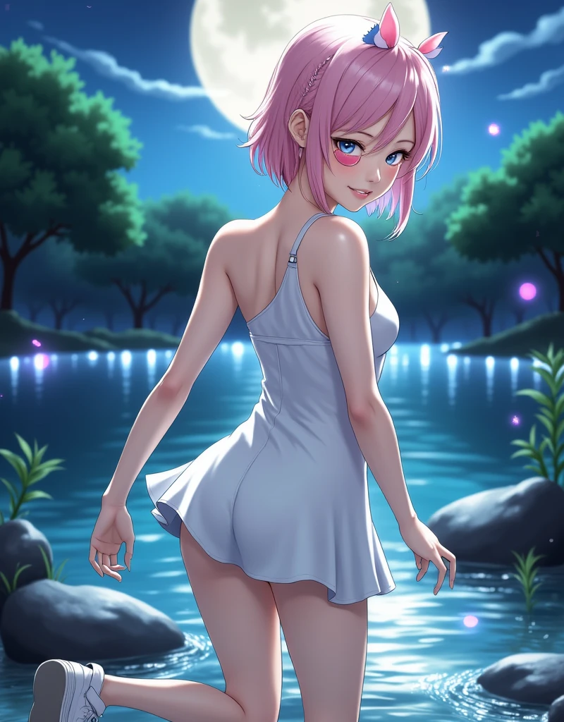 Outdoor, night, full moon, Lakeside, Two Girls、Lesbian、Full nudity、(((masterpiece, Highest quality, High resolution, 超High resolution, Pixel perfect, Written boundary depth, 4K, RTTX10.0))), Beautiful Anime Women, Beautiful art style, Anime characters, ((Smooth texture, Realistic texture, Anime CG style))、