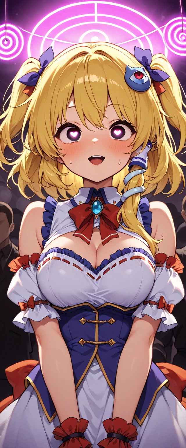 (masterpiece:1.2、Highest quality、Tmasterpiece)、1 female、alone、classroom、Day、stand、blonde、(Gorgeous drill hair:1.2)、blue eyes、(Swimwear)、(Day焼け跡:1.2)、(Dark Skin:1.2)、Big Breasts、Hoop Earrings、lipstick、Ring Choker、blush、Covered breasts、(pubic hair:1.2)、(Big nipples)、((frilled bikini:1.2))