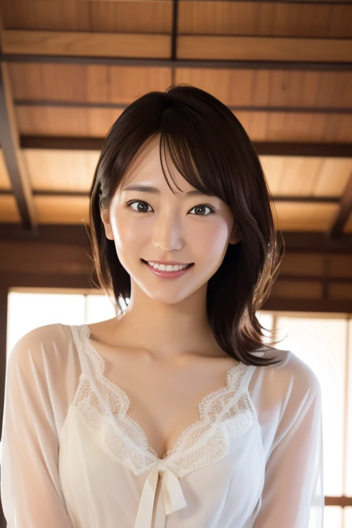 (Highest quality)、(Highest quality)、4K、Japanese、Smile、Mature Woman、36 years old、C Cup、sex appeal、Beautiful Skin
