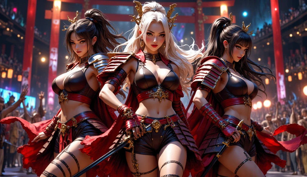 A red-haired warrior, standing backwards, wearing plate armor, Steel gauntlets, steel gloves and steel breastplate, Looking back, wearing a short skirt, red skirt, witheout panties, big sexy ass stuffed, steep, round, showing pussy, pussy appearing from below, (up skirt), medieval fantasy, d&d, RPG, Masterpiece artwork, best qualityer, 8K