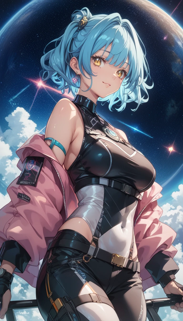 short lilac hair, short white sleeveless blouse, short blue shorts, white skin, monotonous look., 1girl, full body, ultra detailed, official art, insane details, 8k resolution, highly detailed, masterpiece, sexy, loli, girl, idol, bishoujo,(Masterpiece:1.3), (best quality:1.3), official art, 8k, intricate details, high details, high resolution,