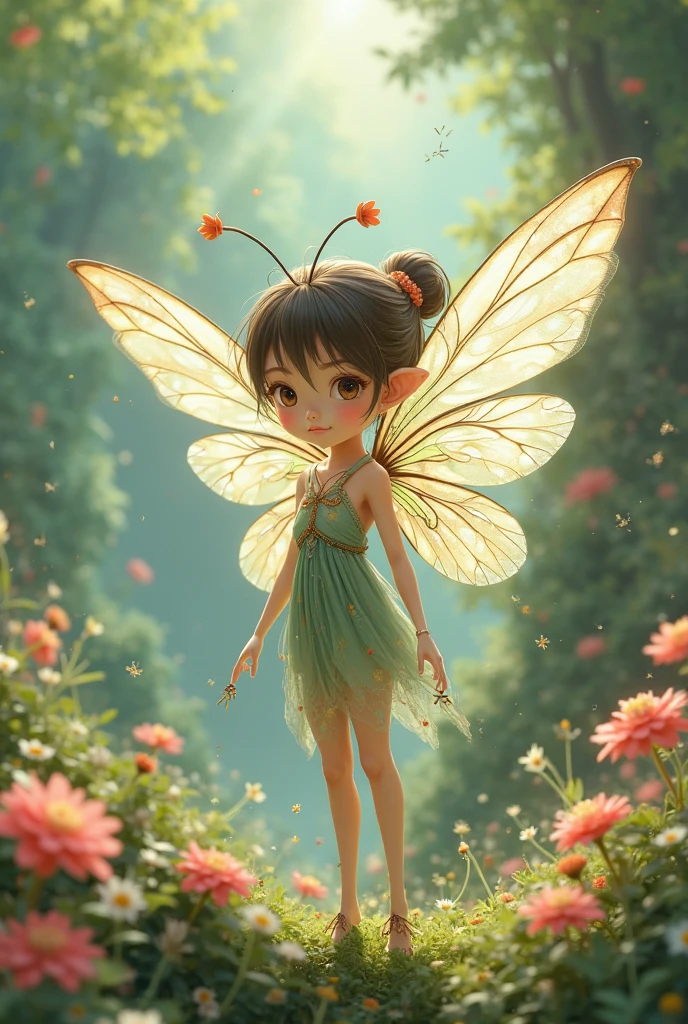a little lovely ??? girl，Flying on a very beautiful peacock，The scene is complex and vivid，beautiful with detail，high-definition picture quality