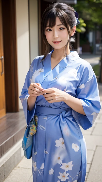 (photorealestic:1.2、best qualiy、in 8K)、(um homem、Serve)、The man is a 20-year-old black-haired Ukrainian、Soji Okita、actor、Waist sword、White and blue yukata、muscled、out door、(sweats:1.2)、finely detailed skin、(Cinematographic lighting)、suntan、Soft Light、Double eyelidd、(Seductive)、((agitation))
