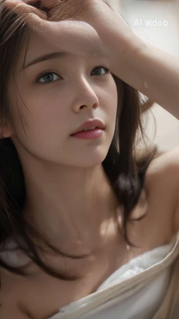masterpiece , Best Quality, Ultra-detailed, Raw photo, Extremely delicate and beautiful,High resolution, 1girl in, 25 years old, Beautiful girl in Japan, Small breasts, Plump lips, Wavy Hair,Short hair, I have one small mole under my eye, Detailed eyes,detailed facial features, detailed arms,Detailed fingers,Detailed legs, Bedrooms,Sleeping in bed, off-the-shoulder sweater, ((( Drunk))), Perfect dynamic composition, Beautiful detailed eyes , the beach, (((Sexy face))), (((Face feeling ecstasy))), ((Face at the peak of sexual arousal)), ((Sensation of the face having sex)),(((underlighting))), (blue lights), Film grain, SLR camera, 35mm lens focal length,((( From below )))